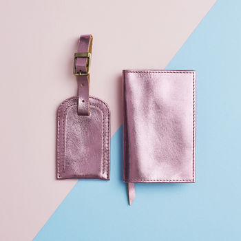 Metallic Leather Passport And Luggage Tag Set, 2 of 6