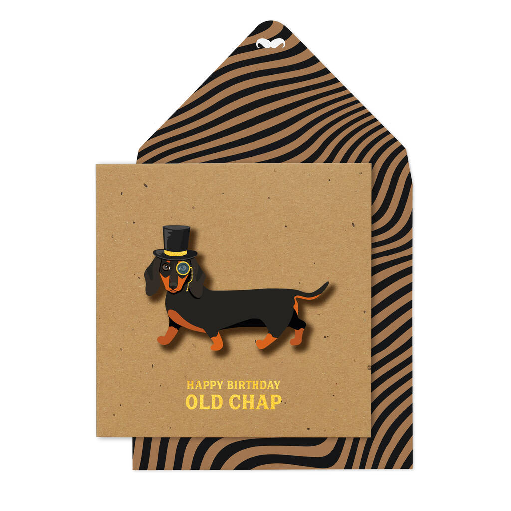 Handmade Top Hat Sausage Dog Birthday Card, 1 of 5
