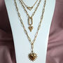 Womens Gold Chunky Chain Heart Charm Necklace Set, thumbnail 2 of 6