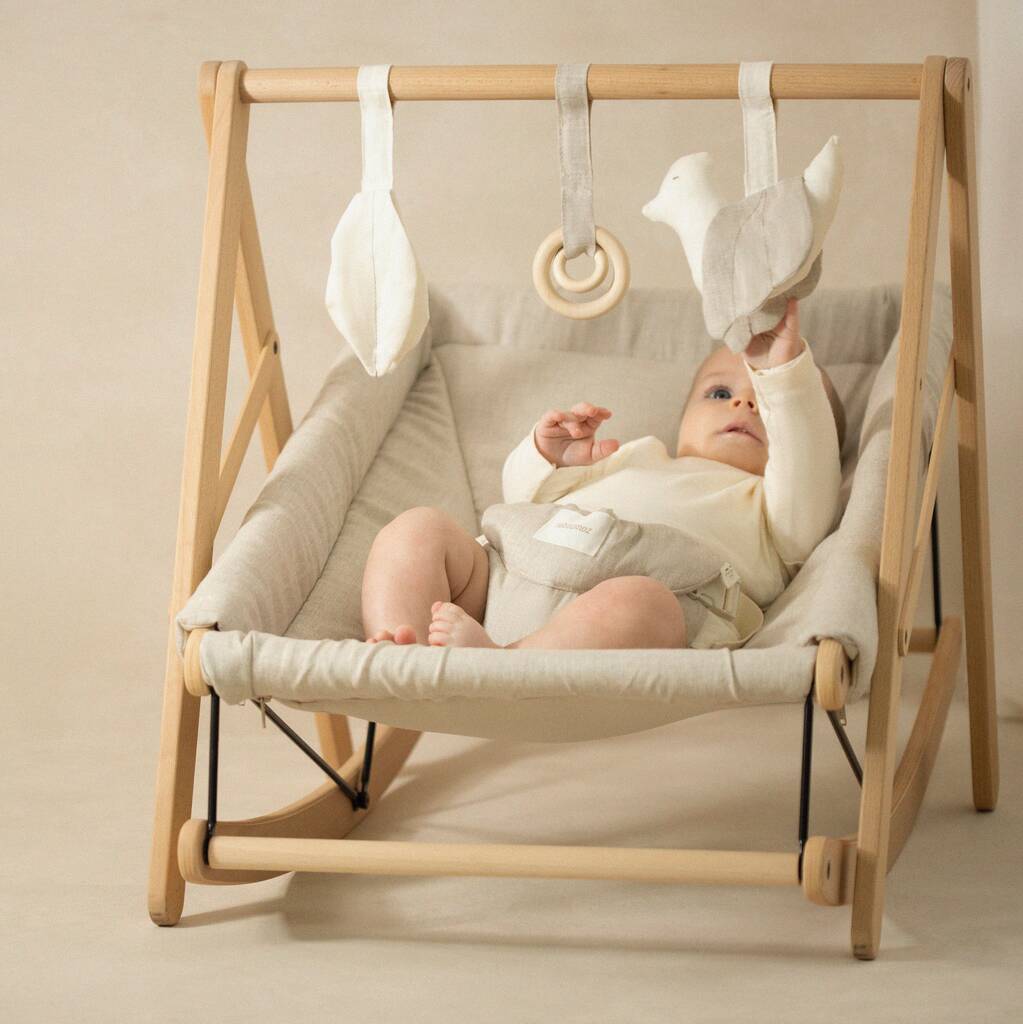 Beechwood Baby Bouncer With Linen Cover, 1 of 6