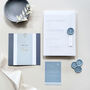 Dusty Blue Wedding Invite With Optional Vellum Wrap, thumbnail 5 of 8