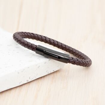 Personalised Men's Woven Brown Leather Bracelet, 4 of 9