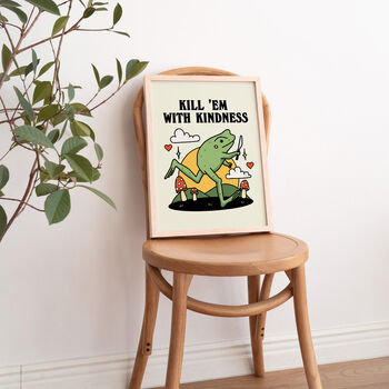 'Kill 'Em With Kindness' Retro Quote Frog Print, 5 of 7