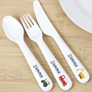 Personalised Digger Design Dinner Set, 7 of 10