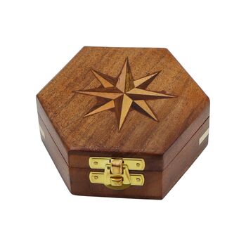 Handmade Hexagon Wooden Box With Star, 9 of 9