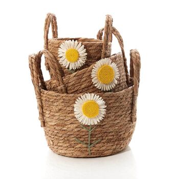 Set Of Three Daisy Storage Baskets, 3 of 3