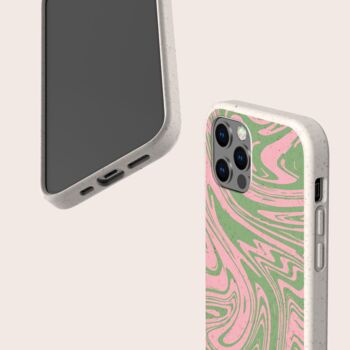Green And Pink Marble Biodegradable Phone Case, 6 of 8