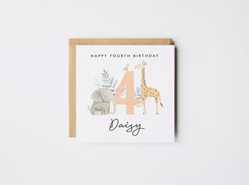 Personalised 1st Birthday Card Elephant And Giraffe *Age Options, 4 of 5