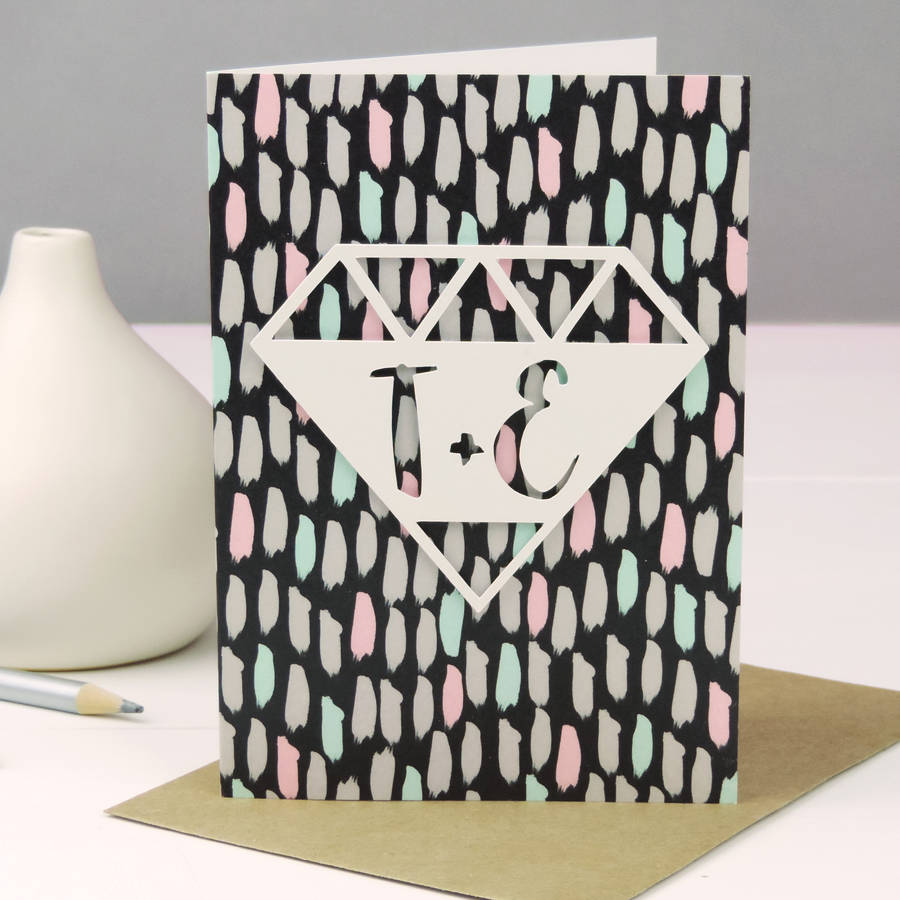 Personalised Diamond Papercut Engagement Card By Elle Jane Designs