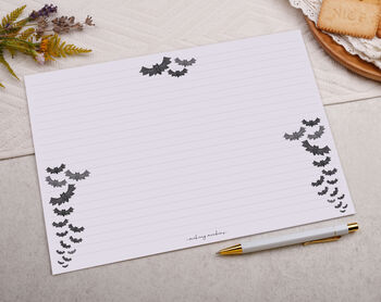 A4 Origami Writing Paper That Folds Into An Envelope With Gothic Bat Design, 2 of 5