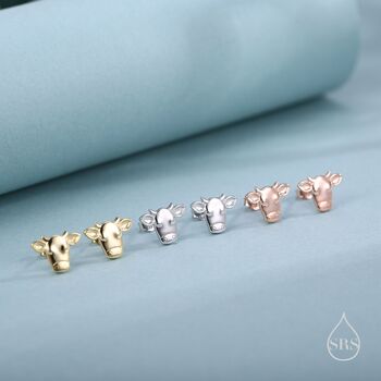 Bull Stud Earrings In Sterling Silver, 4 of 11