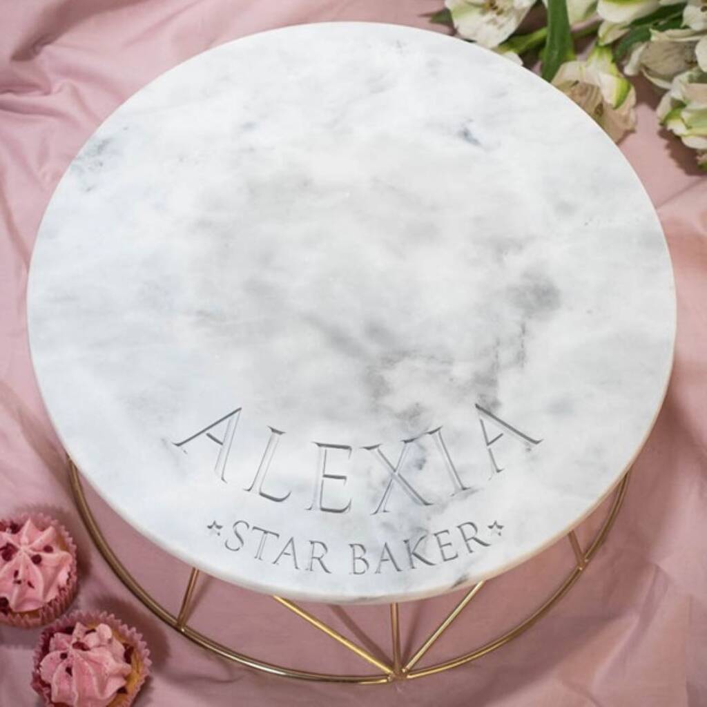 Personalised Marble Cake Stand Star Baker, 1 of 3
