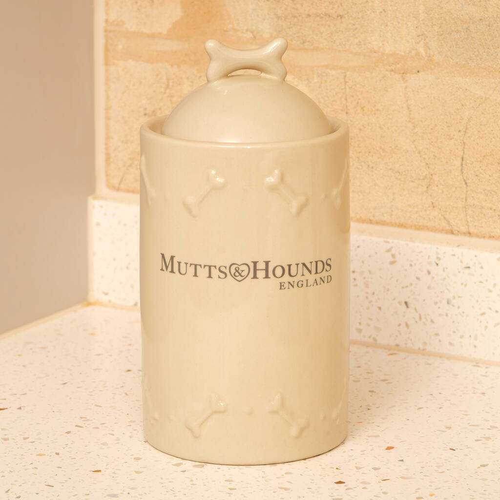 Luxury Ceramic Mutts And Hounds Pet Treat Jar, 1 of 3