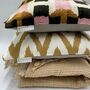 Square Ikat Silk Cushion Gold Zigzag, thumbnail 8 of 10