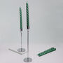 G Decor Pack Of 10 Or 20 Green Twisted Dinner Candles, thumbnail 2 of 4