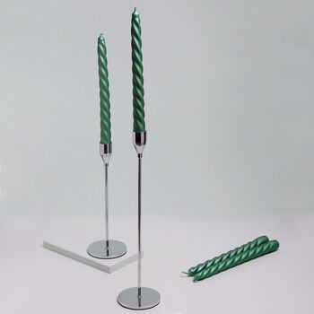 G Decor Pack Of 10 Or 20 Green Twisted Dinner Candles, 2 of 4