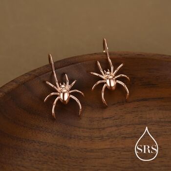 Sterling Silver Spider Drop Earrings, 6 of 10