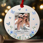 Personalised Sisters Photo Bauble – Blue Butterflies And Wildflowers, thumbnail 1 of 2