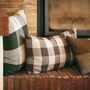 H Kliving Vineyard Brown Woven Check Cushion, thumbnail 1 of 4