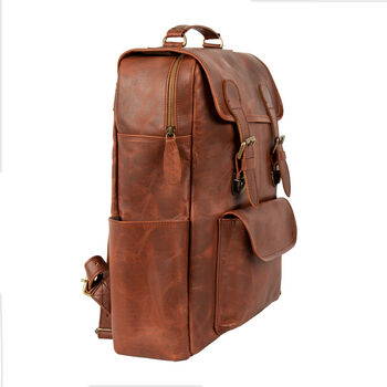 15 Inch Laptop Backpack In Distressed Brown Leather, 4 of 10