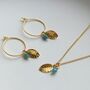 Turquoise And Vermeil Or Sterling Silver Leaf Set, thumbnail 6 of 9