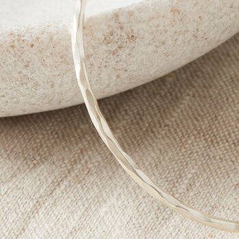 Hammered Silver Skinny Stacking Bangle, 6 of 12