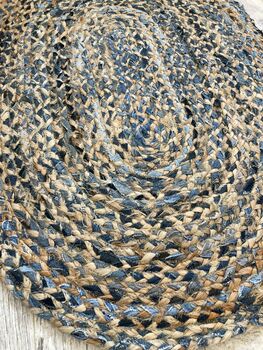 Denim And Jute Braided Oval Rug, 3 of 4