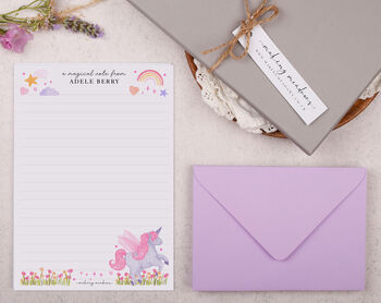 A5 Personalised Children's Stationery Set Gift With Unicorn Design, 3 of 9