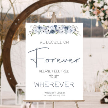 Wedding Choose A Seat Sign Winter Blue Floral, 3 of 5