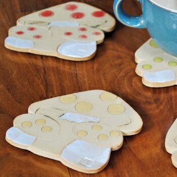 Handmade Ceramic Toadstool Mushroom Coasters, 5 of 7