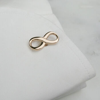 Infinity Cufflinks In Gold Coloured Stainless Steel, 2 of 5