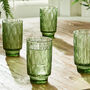 Set Of Four Green Leaf Patterned Highball Glasses, thumbnail 1 of 7