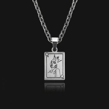 Queen Playing Card Pendant Necklace, Silver, 2 of 5