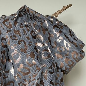 Rose Gold Leopard Print Scarf In Silver, 2 of 2