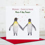Personalised Penguin Couple Christmas Card, thumbnail 2 of 3