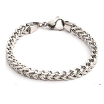 Men's Stainless Steel Square Wheat Link Bracelet, 2 of 4