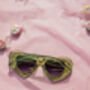 Green Chunky Oversized Heart Sunglasse, thumbnail 3 of 6