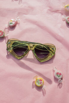 Green Chunky Oversized Heart Sunglasse, 3 of 6