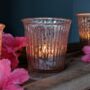 Pink Ribbed Tea Light Glass Votive, thumbnail 1 of 2