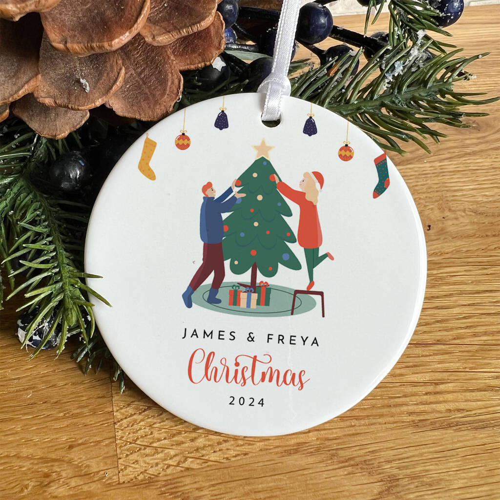 Merry Christmas To A Special Couple Personalised Ceramic Ornament With Names, 1 of 7