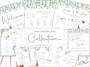 Wedding Welcome Sign Green Leaf, 4 of 6