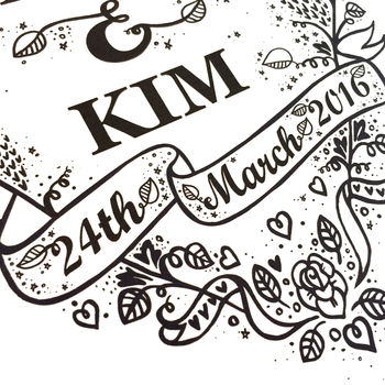 Personalised Mr And Mrs Wedding Tattoo Gift Print, 4 of 5
