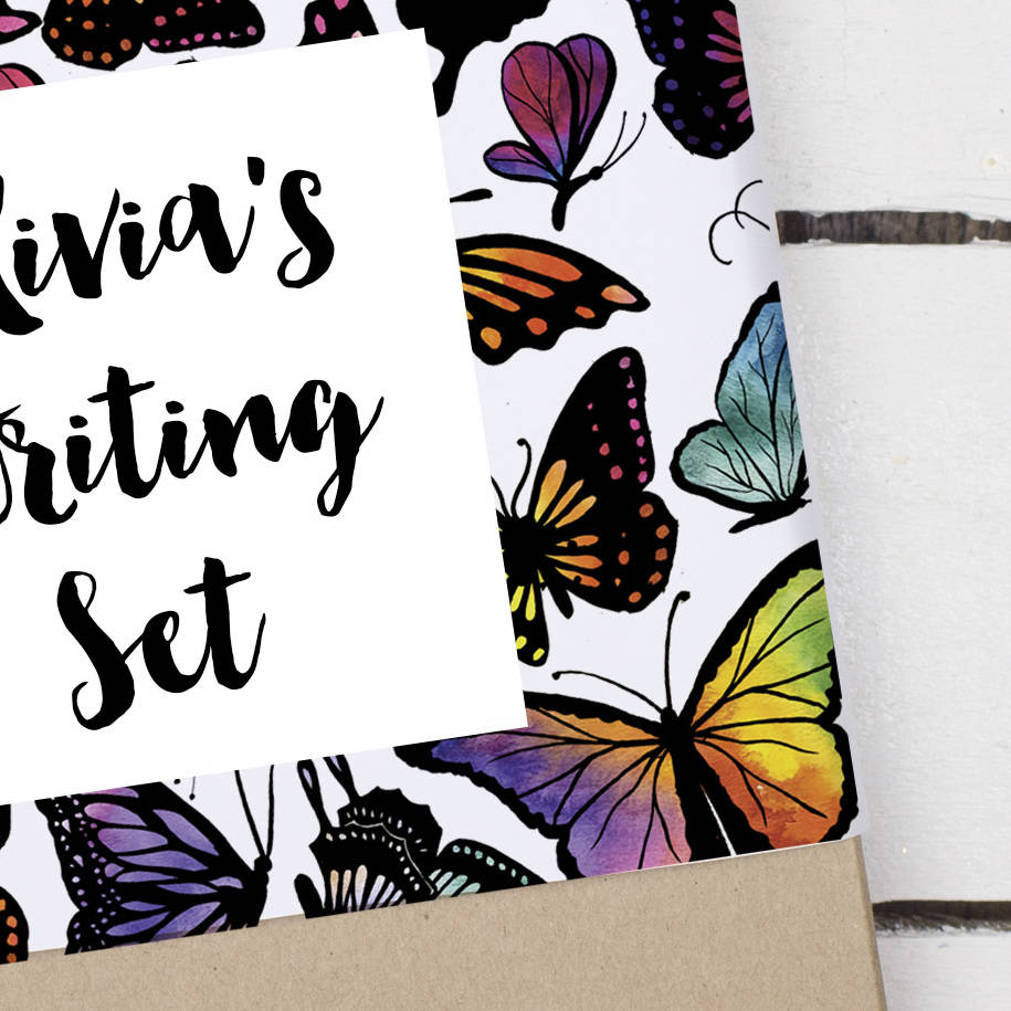 personalised butterflies writing set by alexia claire