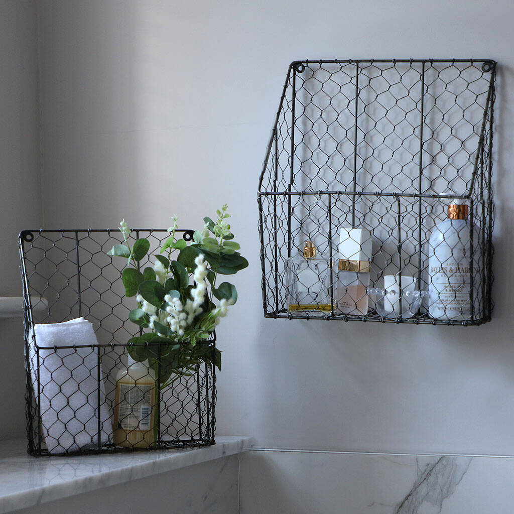 Set Of Two Black Wire Bathroom Storage Baskets By Dibor