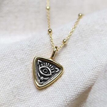 Gold Plated Sterling Silver Evil Eye Necklace, 6 of 12