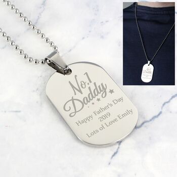 Personalised No.One Daddy Steel Dog Tag Gift, 4 of 8