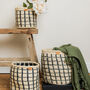 Baini: Black Check Woven Storage Basket, thumbnail 1 of 5