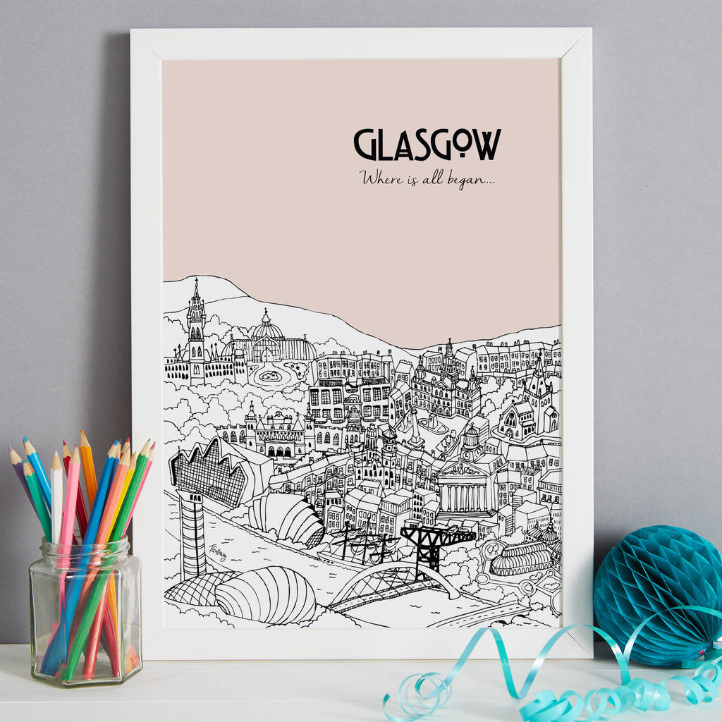 personalised glasgow print by tessa galloway illustration