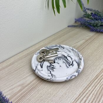 Grey Marbled Round Trinket Tray Dish, 3 of 6