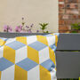 Cube Yellow Water Resistant Garden Outdoors Cushion, thumbnail 7 of 7
